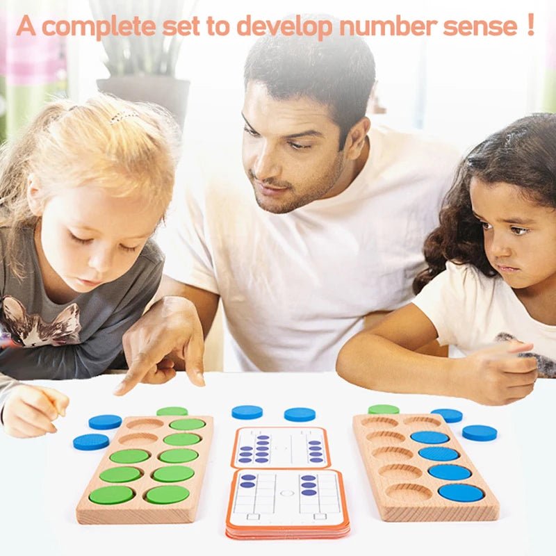 Wooden Ten-Frame Math Learning Set for Kids