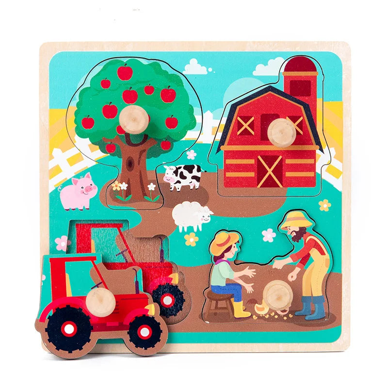Wooden Animal Puzzle Board for Toddlers