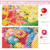 A colorful diamond painting grid showing various colors and patterns for a square or round drill.
