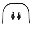 Black curved accessory kit for strollers including a mosquito net and rain cover