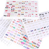 A collection of 100 pairs of assorted acrylic stud earrings featuring hearts, stars, moons, and various colorful designs.