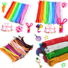A collection of 100 colorful pipe cleaners and craft materials for DIY projects, including various colors and shapes.