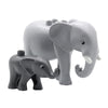 Gray zoo animal building blocks set featuring a lion, bear, tiger, elephant, and panda.