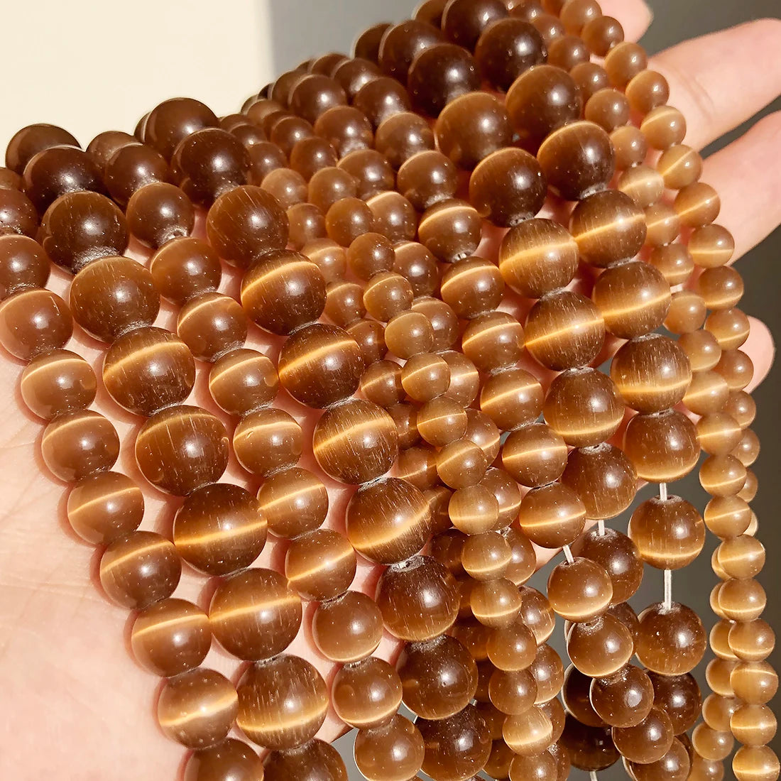 Natural Moonstone Cat Eye Beads — DIY Jewelry Making Strand