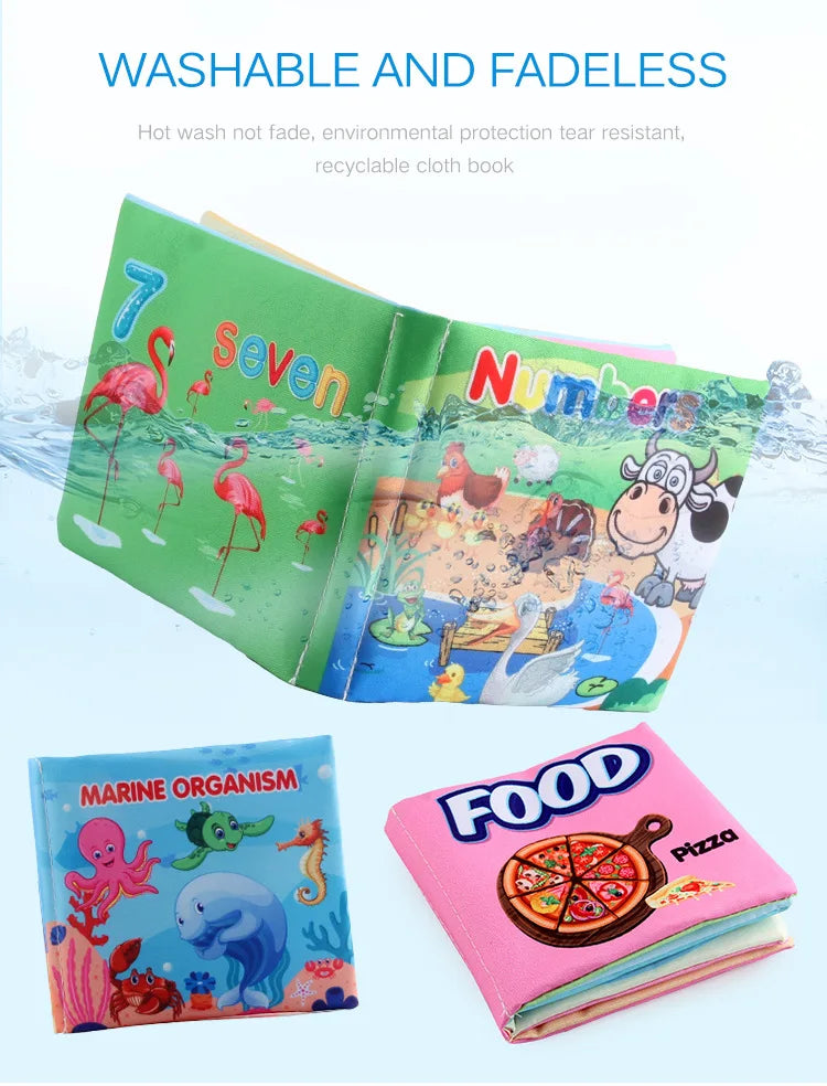 Soft Cloth Baby Books Set for Early Learning – Fruits, Animals, Numbers & More