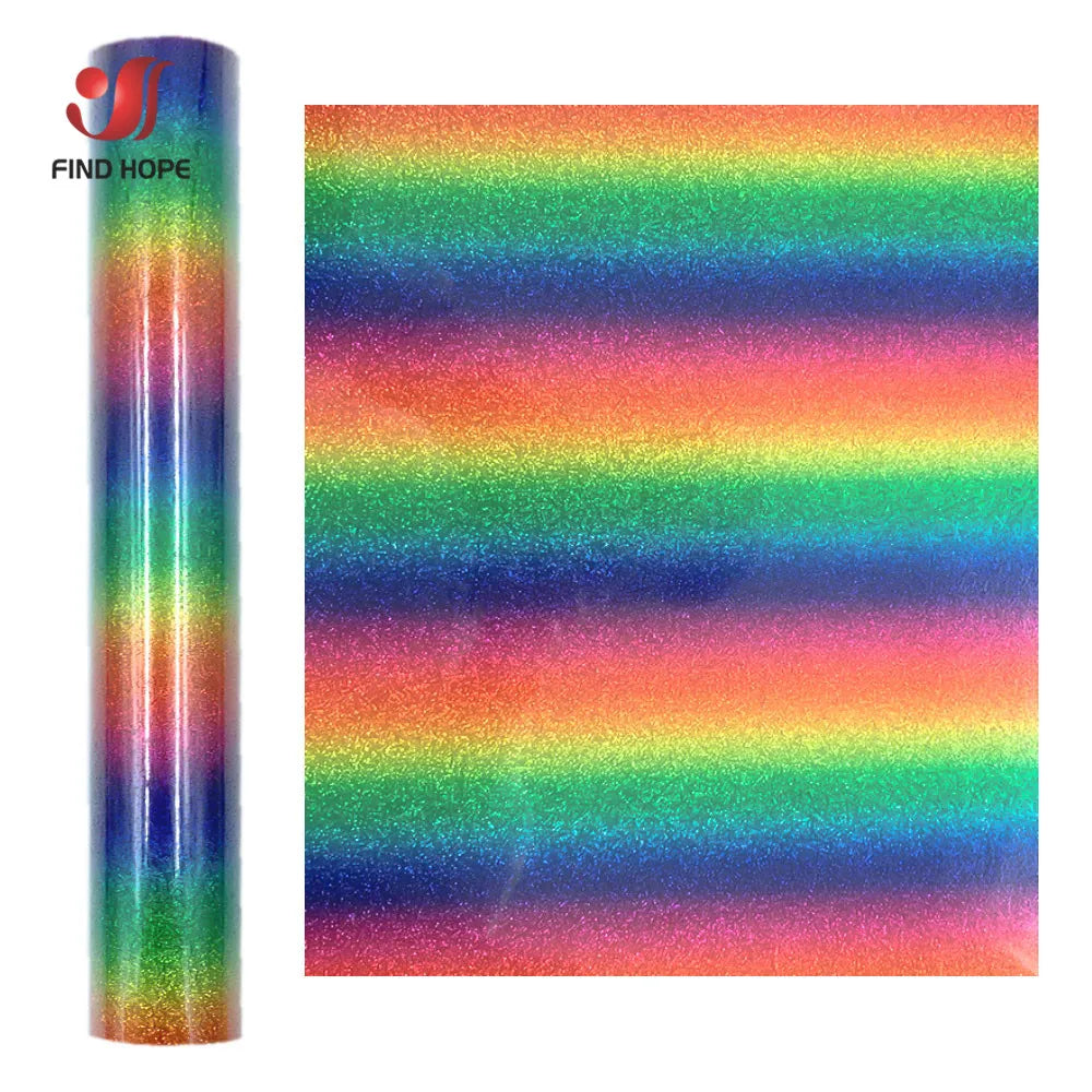 Rainbow Glitter Heat Transfer Vinyl for DIY Apparel