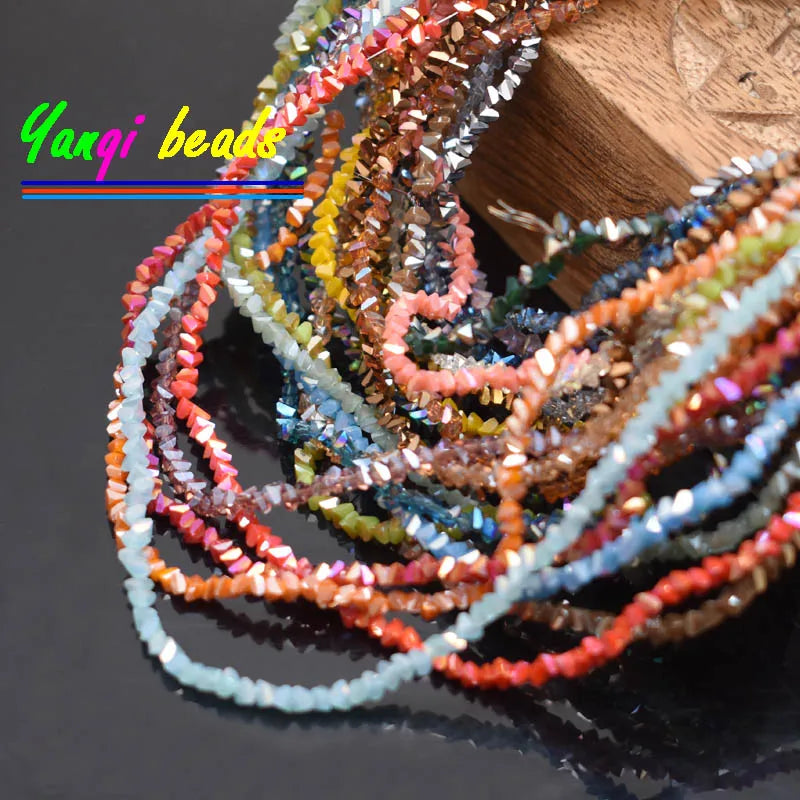 2mm Triangle Crystal Glass Beads for Jewelry Making (Approx. 130 Pieces)