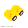 Yellow city traffic building block set featuring vehicles and a trailer