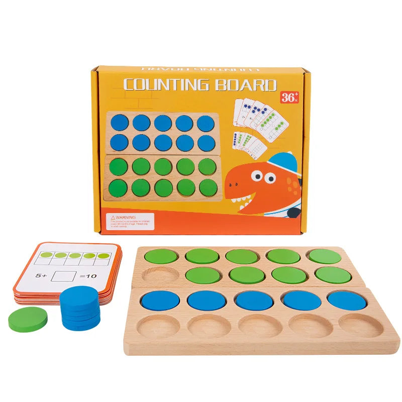 Wooden Ten-Frame Math Learning Set for Kids
