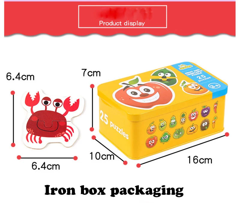 Montessori Wooden Animal Puzzle Set with Storage Box