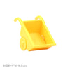 Yellow plastic city traffic building block set featuring vehicles and a trailer.