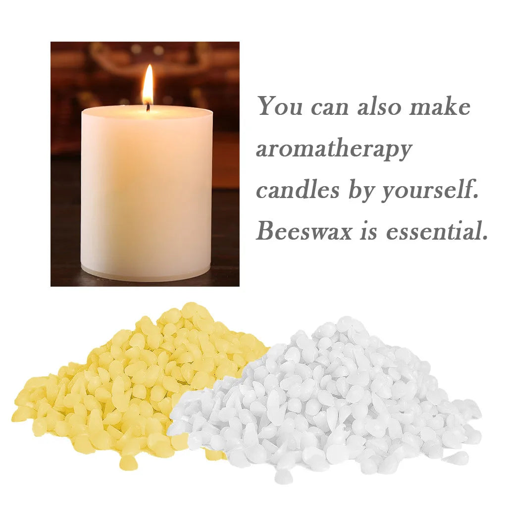 Yellow and white natural beeswax pellets for making aromatherapy candles