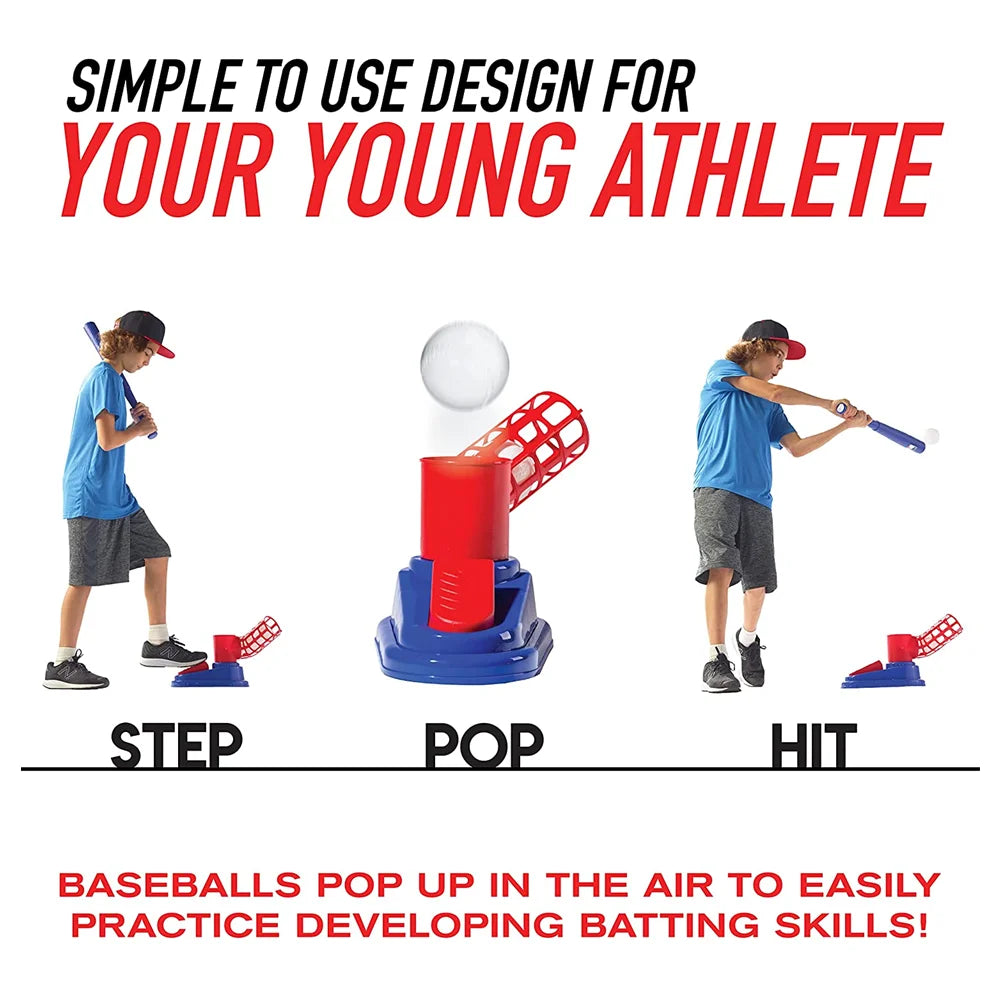 Kids Baseball T-Ball Pitching Machine Set with Bat and Balls