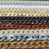 A collection of acrylic bag chain straps in various colors including white, beige, gold, black, and amber tones.