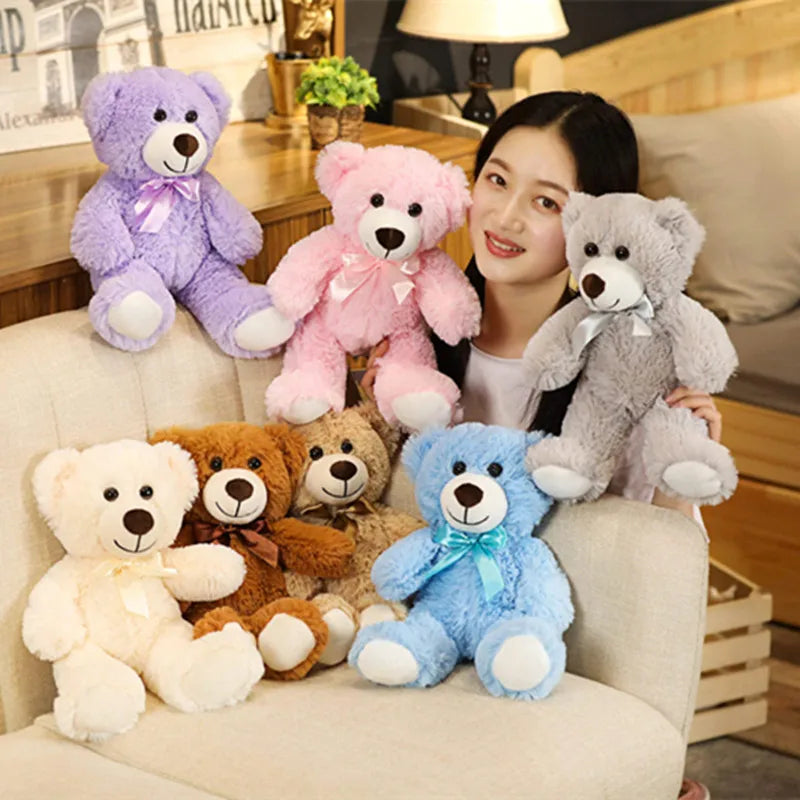 Cute Bow Tie Plush Bear Teddy with Colorful Design