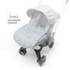 Gray windshield footmuff accessory for a stroller.