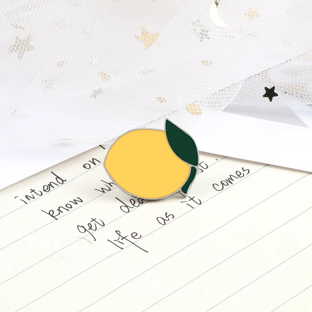 Fresh Fruit Enamel Pins Set — Lemon & Orange Brooches