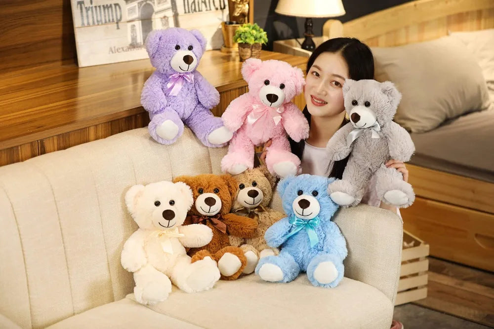 Cute Bow Tie Plush Bear Teddy with Colorful Design