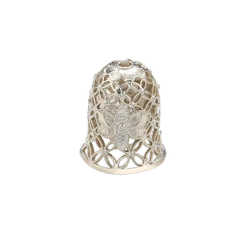 Silver bead cap with intricate floral design and openwork base for jewelry making