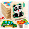 Wooden 3D Cartoon Animal Jigsaw Puzzle for Kids