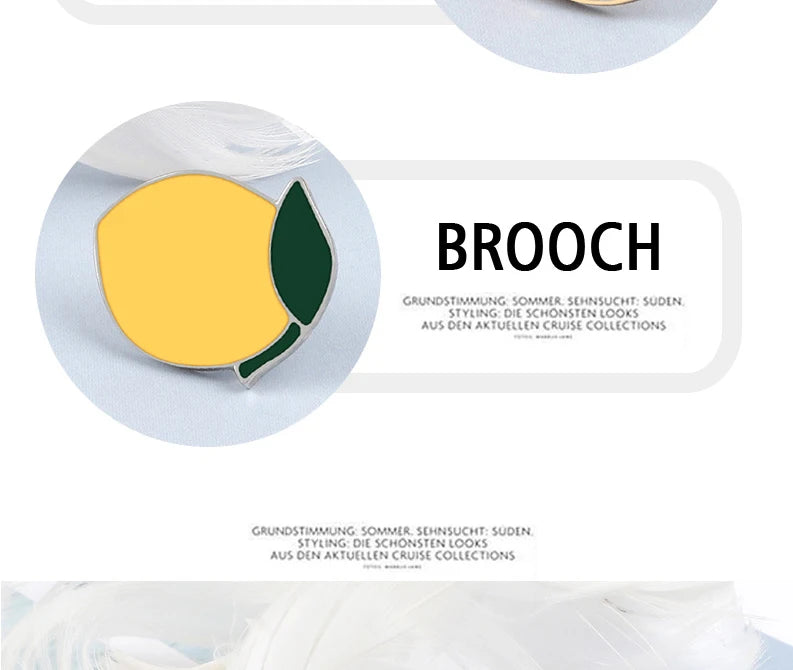 Fresh Fruit Enamel Pins Set — Lemon & Orange Brooches