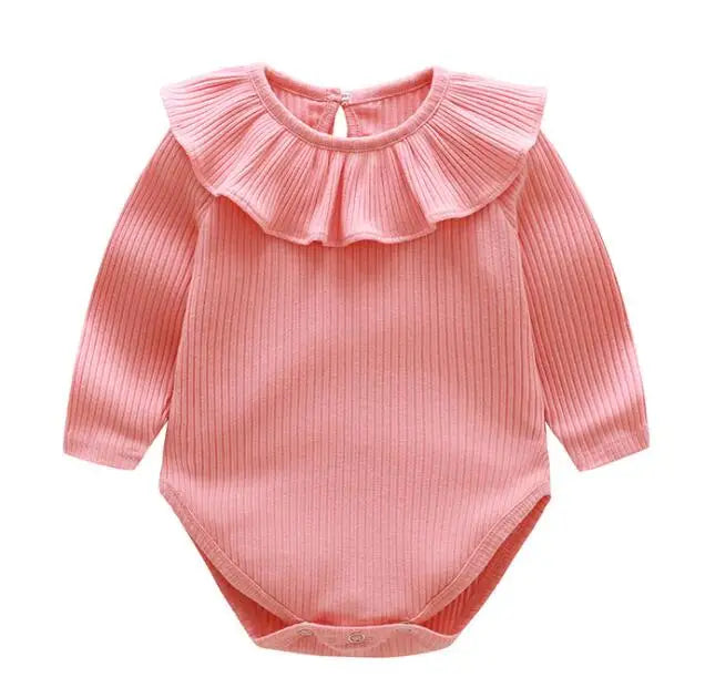 Baby Girls Lace-Trim Cotton Romper with Floral Details