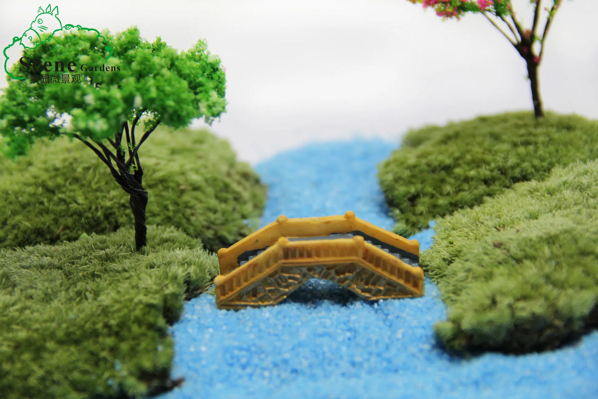 Whimsical Miniature Garden Bridge, Windmill & Castle Decor Set