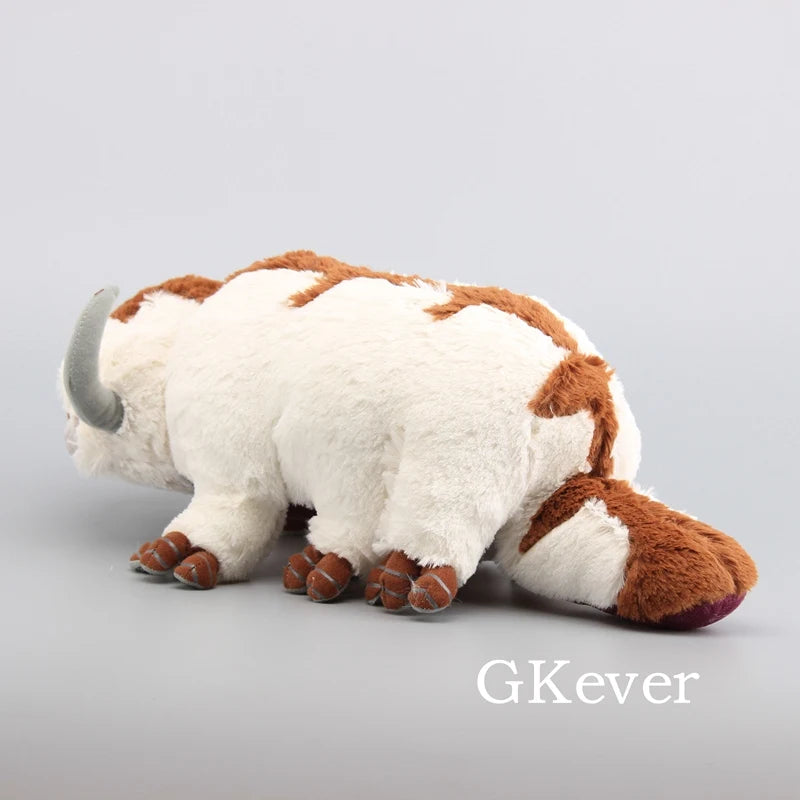A plush toy set of an elephant and a cow inspired by characters, featuring white and brown fur.