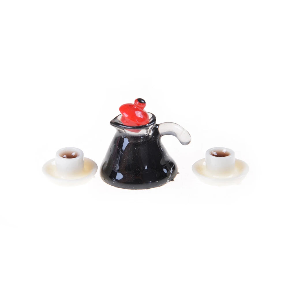 Miniature Coffee Pot and Cup Set for Dollhouse