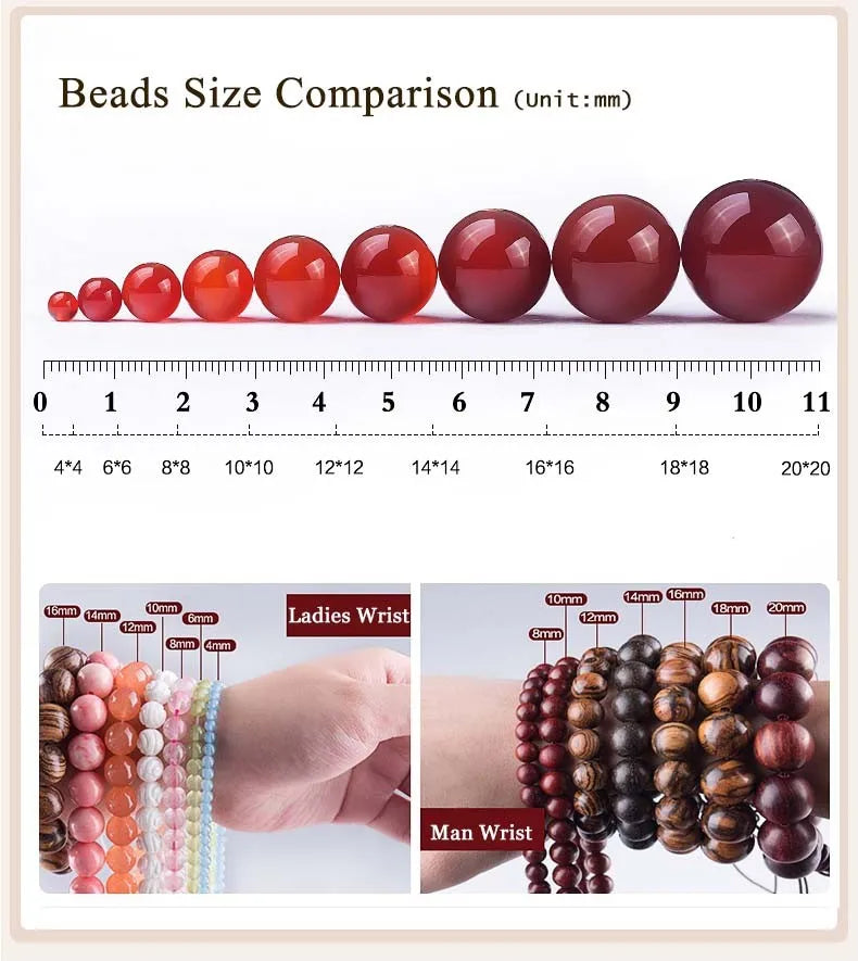 Comparison of various bead sizes ranging from 0 to 20 millimeters for jewelry making