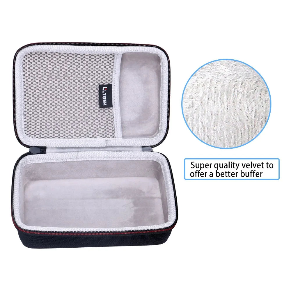 Open protective case for audio interfaces featuring a velvet buffer and mesh interior.