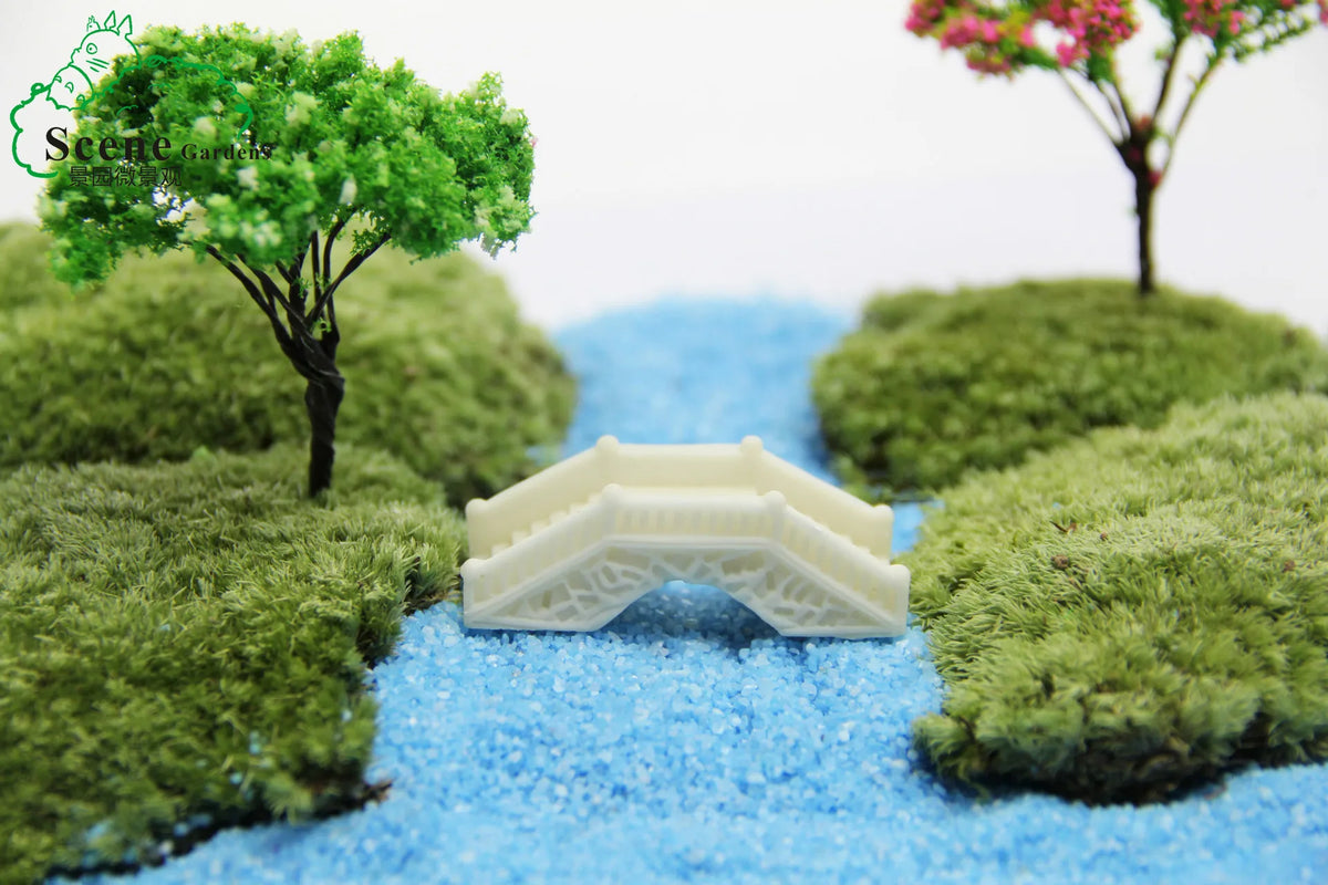 Whimsical Miniature Garden Bridge, Windmill & Castle Decor Set