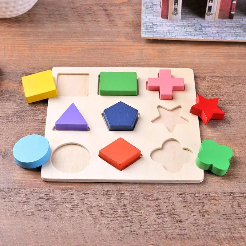 Wooden Geometric Shape Sorting Puzzle for Toddlers
