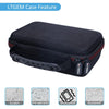 Black protective case for an LTGEM device featuring scratch, waterproof, shockproof, and dustproof features.