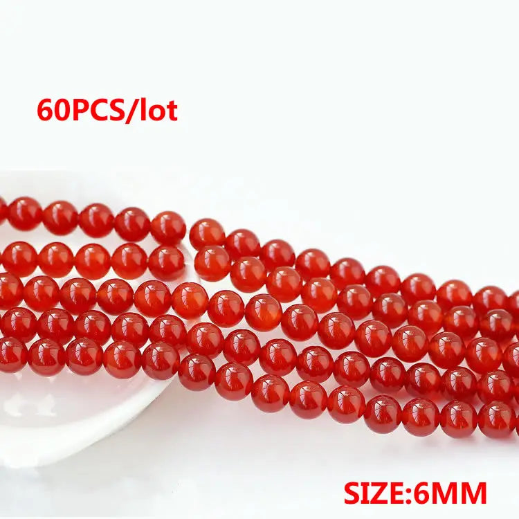 String of natural red carnelian round beads for jewelry making with a size of 6mm