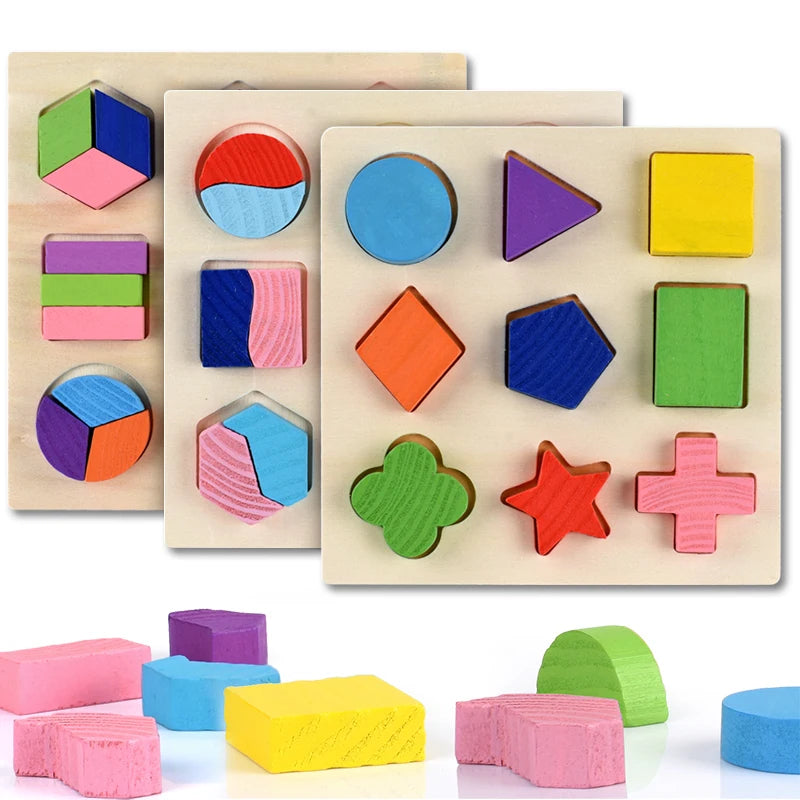 Wooden Geometric Shape Sorting Puzzle for Toddlers