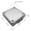 A silver aluminum poker chip carry case with a non-slip mat, shown from above.