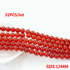 A string of 32 natural red carnelian round beads for jewelry making, with a size of 12mm.