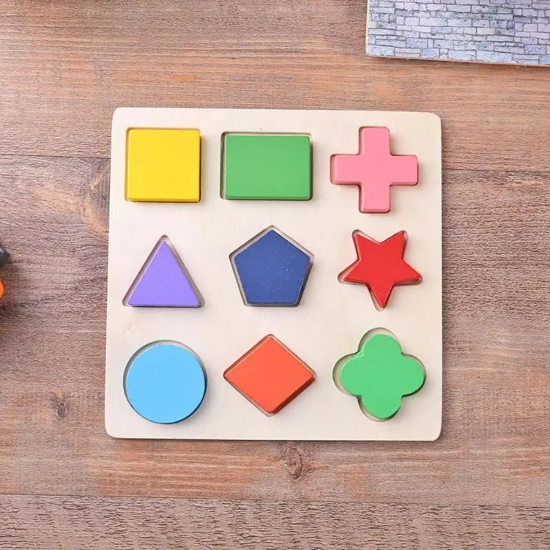 Wooden Geometric Shape Sorting Puzzle for Toddlers
