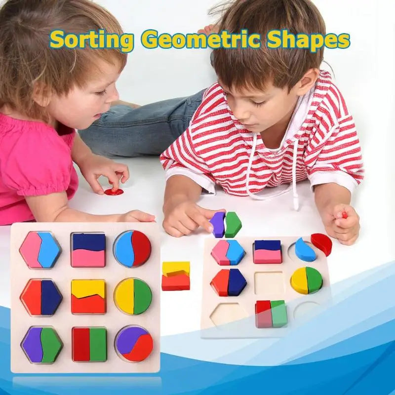Wooden Geometric Shape Sorting Puzzle for Toddlers