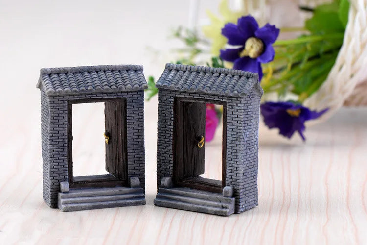 Whimsical Miniature Garden Bridge, Windmill & Castle Decor Set