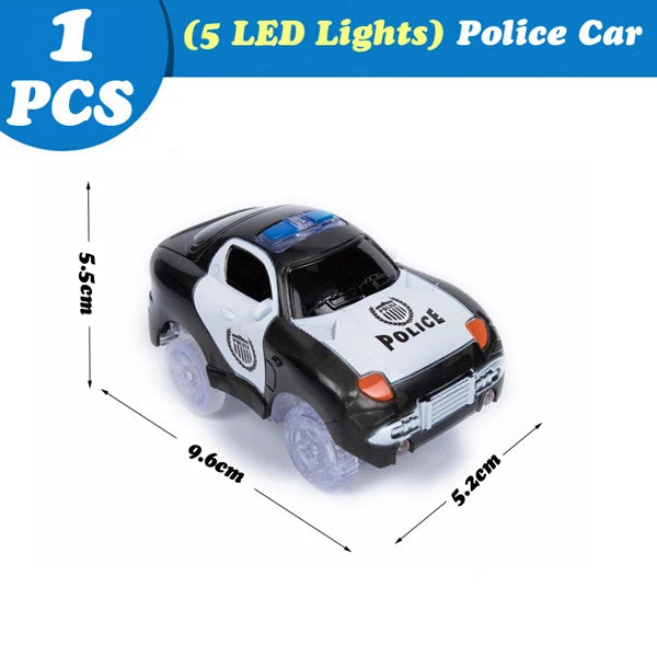 Musta poliisiautolelu viidellä LED-valolla valkoisella taustalla