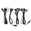 A set of guitar pedal power daisy chain cables with various connectors.