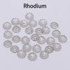 Silver rhodium flower petal bead caps for jewelry making in various sizes