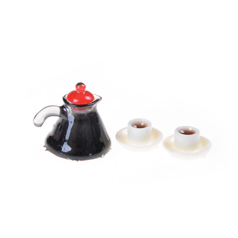 Miniature Coffee Pot and Cup Set for Dollhouse