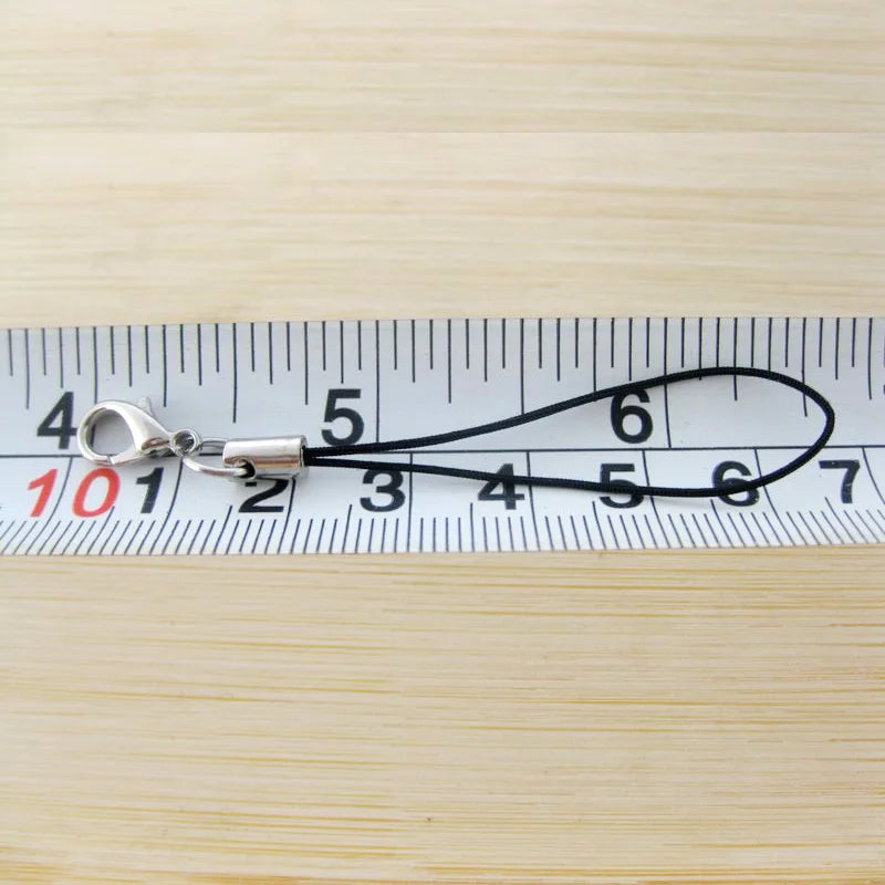 A silver lobster clasp keychain charm is displayed against a ruler marked with numbers 1 through 7.