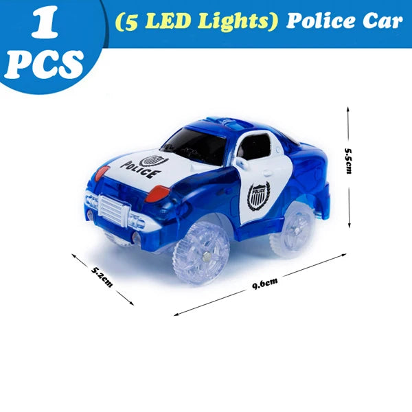 Sinivalkoinen poliisiautolelu, viisi LED-valoa, yksi pakkaus.