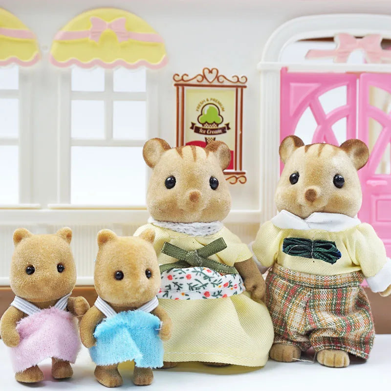Forest Animal Family Dollhouse Set with Mini Furniture