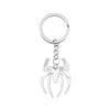 Silver spider pendant keychain charm with a circular loop.