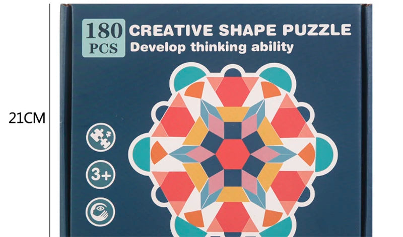 155-Piece Wooden Jigsaw Puzzle Set for Kids – Colorful Montessori Geometric Shapes Learning Toy
